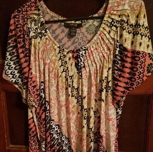Orange cream and black plus size blouse